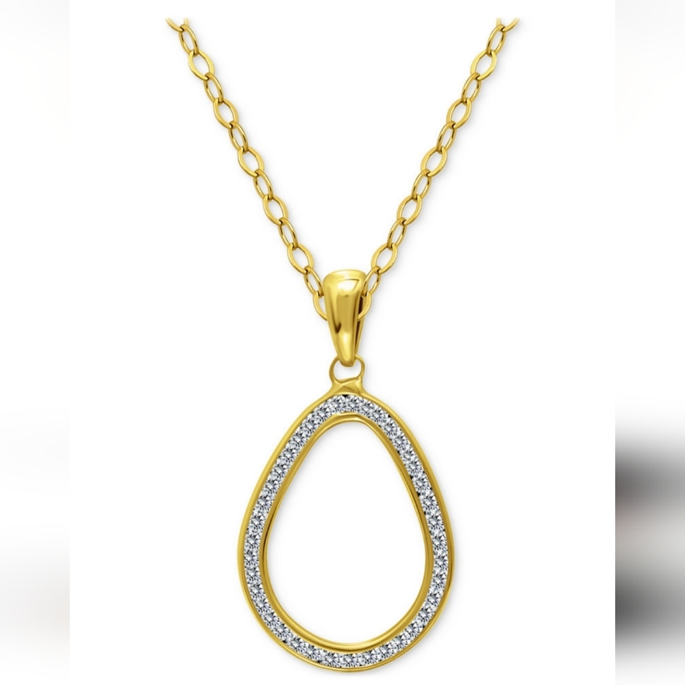 Giani Bernini Gold Open Teardrop Pendant Necklace with Crystal Accents